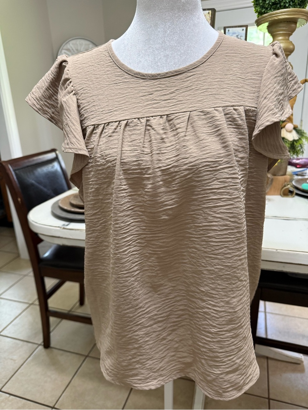 Liberty Love Flutter Sleeve Blouse in Taupe - Picture 2 of 6